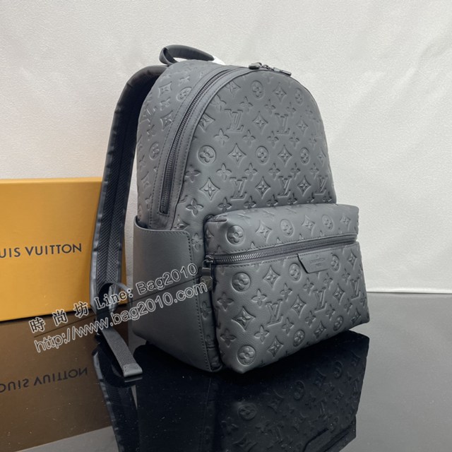 Lv路易威登2023專櫃新款Discovery雙肩包 LV黑色全皮壓花男士後背包 M46553 ydh5079